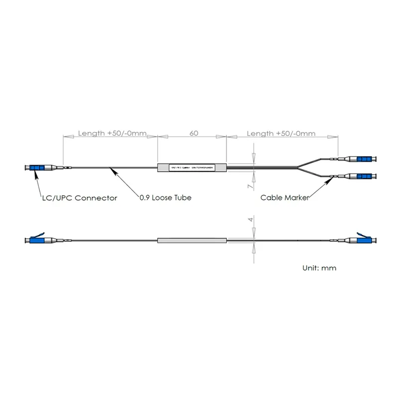 1*2 PLC Splitter med LC/UPC -stik