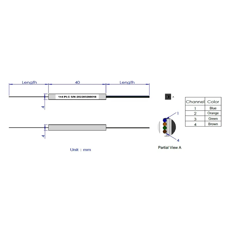 1*4 1*8 PLC Splitter (bare fibertype)