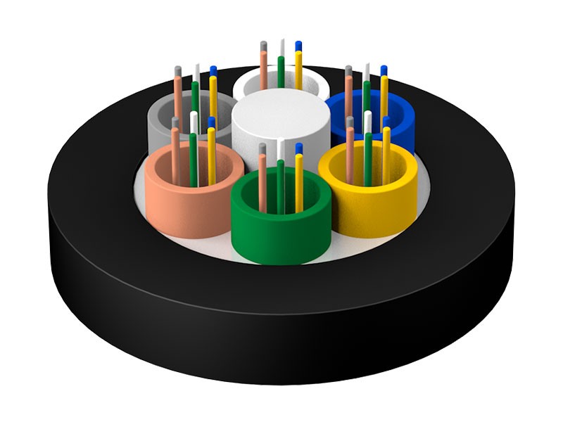 Løst kappeforsynet strenget ikke-metallisk forstærket kerne ikke-pansret flammehæmmende optisk kabel GYFTZY